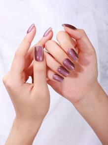 16pcs Cat Eye Semi Cured Gel Nail Strips, Y2K Purple Metallic Self-Adhesive Gel Nail Full Wraps, Salon Quality, Lasts 14 Days, Suitable For Ladies DIY Music Festival Use Nail Stickers Nail Supplies