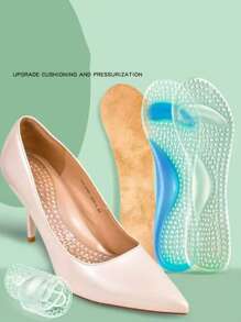 1 Pair / 2 Pairs Transparent Silicone Cushion Pads, Soft Arch Support Insoles For Women High Heels Sandals Boots, Shock Absorbing Slip-Resistant Gel Pad Liners For Ballet Flats