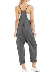Women's Summer Casual Jumpsuit With Shoulder Straps And Pockets