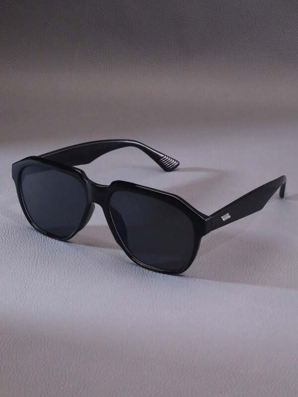 1pc Men's Square Frame High-End Fashionable Plain Glass Glasses, Suitable For Going Out, Daily Outfit, Stage Performance