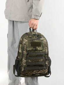 peach tree 1pc Camouflage Backpack, Men's Fashion Green Pattern, Large Capacity Zipper Closure Adjustable Strap, Suitable For Winter Travel Storage Bag Holiday - Multicolor - View 7