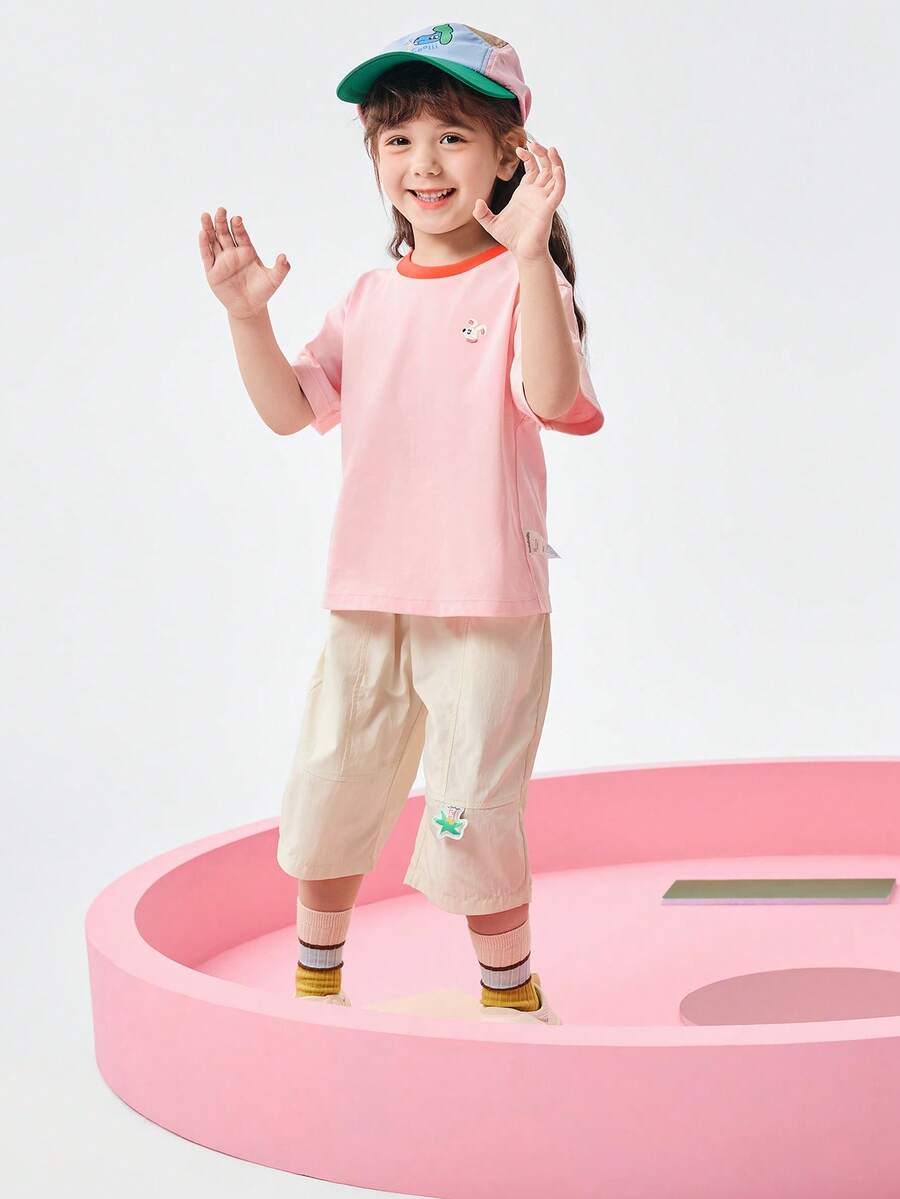 Balabala 小男孩短袖2024春夏新款男童女童拼色上衣