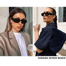 1 Piece Small Rectangular Frame Fashion Glasses, Retro, Personalized, Versatile, Women's Fashion Glasses Suitable For Daily Wear, Street Photography, Vacation, Tourism, Beach Accessories - màu đen - Xem 2