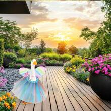 3 Pcs Butterfly Porch Goose Outfits For Cement Goose 23" Lawn Goose Statue Clothes Butterfly Wings Wand Tutu Skirt Spring Plastic Goose Costume For Butterfly Party Yard Outdoor