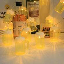1 Peça Luzes de Corda LED em Formato de Lagosta e Cerveja, Adequadas para Quarto, Casa, Casamento, Aniversário, Festa, Acampamento ao Ar Livre, Decoração Externa, Iluminação de Atmosfera
