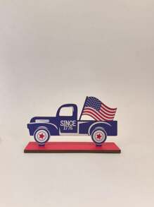 Patriotic Sign 4th Of July Hanging Wooden Truck Plaque With Rope For Wall Front Porch Door Decorations, Independence Day Labor Day Garden Party Supplies