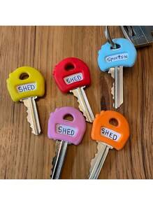 8pcs Key Chain With Different Color Labels, Retractable Key Identifier To Fit Most Keys, Soft Touch Cover, Identification Label, Easy To Identify Door Key - Stylish, Easy To Install, Includes Blank And Pre-Printed Labels, Men's Home Office Organization Accessories (Random Color)