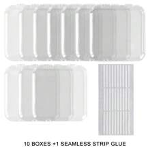 10PCS Press-On Nail Storage Acrylic Boxes With Adhesive Sheets Transparent Clear Nail Boxes Jewelry Storage Tool&Accessories