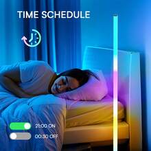 USB Powered Floor Atmosphere Lamp, With Remote Control Floor Lamp Ambient Light Color Change Vertical Floor Lamp LED Corner Lamp Intelligent Modern Floor Lamp Suitable For Living Room, Bedroom, Easy To Install, RGB Floor Lamp Built-In Highly Sensitive Microphone And Music Mode, White Light Lighting Mode - 彩色 - 查看 3