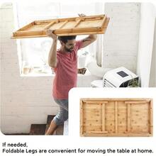 Large Size Floor Desk Nnewvante Floor Table Tray With Locking Folding Legs Adjustable Height Low Coffee Table For Gaming Writing RV Travel - Brown - View 4