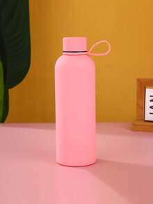 Botella de 500ml/16. 9oz de acero inoxidable con estilo retro y cuello delgado, con revestimiento de goma, taza aislada al vacío portátil, adecuada para el hogar, actividades al aire libre, fitness, regalo para amigos y familiares, botella de agua para volver a la escuela - 500 ml - morado [con asa] - Ver 10