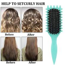 Lược định hình tóc xoăn nâng cấp mới, lược chải tóc xoăn có lông và thiết kế đặc biệt, lược tạo kiểu định hình tóc xoăn dành riêng cho tóc xoăn, định hình và định hình tóc xoăn cho nam nữ để giảm tình trạng tóc bị kéo và tách rời., Trở lại trường học, Những vật dụng cần thiết khi đi du lịch, Phụ kiện tóc cho nữ - Nhiều màu - Xem 4
