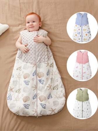 1,5 Tog Spädbarn Småbarn Mysig Komfort Sovsäck Vår Höst Ärmlös Doudou Sammet Tecknad Tryckt Sovsäck