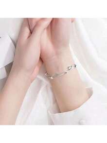 925 Silver Plated Star Bracelet For Women Lightweight Luxury Jewelry Simple Birthday Gift - Bạc - Xem 4