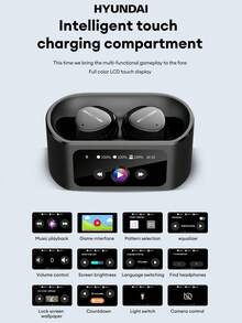 HYUNDAI 现代 SpaceAipro 智能蓝牙耳机，半入耳式，多功能，全彩 LCD 屏幕，触摸控制，电池寿命长，通话噪音消除，高品质音乐，内置迷你游戏，遥控器，低延迟游戏，舒适的硅胶无线耳塞 - 彩色 - 查看 8