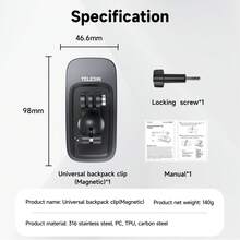 TELESIN 360°旋转磁力背包夹适用于 GoPro Hero 13 12 11 10 9 8 7 Insta360 DJI 运动相机配件 - Backpack stand - 查看 9