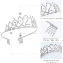 21st Birthday Sash & Rhinestone Tiara Set, 21st Year Old Birthday Gifts For Her Party Supplies Decorations For Women (Glitter Silver&Glitter Golden&Glitter Rose Golden)