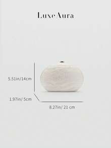 New Crescent Moon Saddle Bag, Flat Oval Acrylic Large Marble Pattern Evening Bag, Party Banquet Wedding Bridal Clutch Chain Shoulder Crossbody Bag For Women - White - View 6