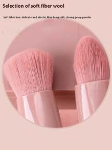 Customizable Portable 5 Brush Makeup Travel Set With Mirror, Mini Multi-Function Loose Powder Brush, Foundation Brush, Shadow Box With Mirror