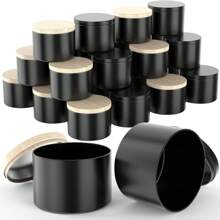 12 Frascos de Vela de Metal com Tampas - Recipientes Pretos de 4 Onças para Fabricação de Velas DIY, Artes, Artesanato, Armazenamento e Presentes de Feriados