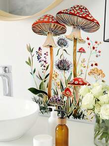 1pc Enchanting Forest Mushroom & Dandelion Wall Decal, Durable PVC, Contemporary Style For Modern Home Atmosphere In Living Room, Bedroom, Hallway - Multicolor - View 2