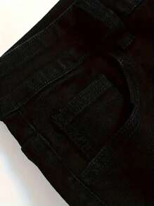 Teen Boy Solid Color Ripped Pocket Fashionable Stretchy Skinny Jeans