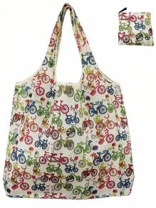 1 bucă geantă de cumpărături impermeabilă, de capacitate mare, design reutilizabil cu model floral și animal, geantă de mână pliabilă, ușoară, portabilă cu formă dreptunghiulară, potrivită pentru alimente, depozitare, călătorii