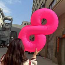 40 英寸超大荧光粉色铝箔数字气球 0-9，适用于生日派对、周年纪念装饰、18 岁 30 岁生日装饰