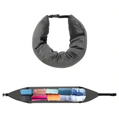 1 pieza Almohada de cuello de viaje rellena con ropa, Almohada de cuello de viaje 3 en 1, Evita tarifas adicionales de equipaje, Bolsa esencial de viaje para accesorios y útiles escolares