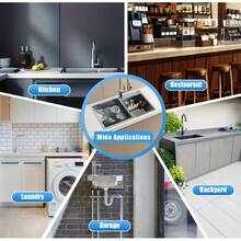 Lavello da cucina in acciaio inossidabile 304 a vasca singola grande: durevole, facile da pulire, migliora l'estetica della cucina - Argento - Visualizzare 6