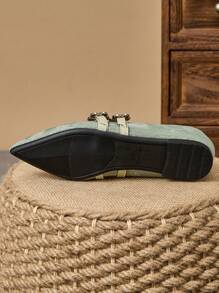 1 paio di scarpe da donna con punta affusolata e suola piatta, in morbida pelle per ufficio e lavoro, versatili mocassini casual slip-on, comode ballerine con tacco basso e tomaia bassa, adatte per il pendolarismo