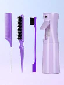 4pcs Slick Back Hair Brush Set With Hair Spray Bottle, Edge Brush Hair Brush Rat, Tail Comb Teasing Brush For Smoothing Baby Hair & Flyaways, Hair Brush, Comb, Hair Tools, Hair Products And Accessories For Barber Salon Beauty Travel Essentials,Back To School,Travel Holiday Essentials,Hair Accessories For Women,Brush,Hair Brushes,Edge Brush,Brush Hair,Hair Comb,Comb Hair,Detangling Brush,Ball Brush,Mini Hair Brush,Hair Brush Set,Wooden Comb,Hair Brush, Brush, Comb, Slick Back Brush, Hairbrush, Edge Brush, Brush Hair, Hair Comb, Hair Brush Set, Comb Hair, Mini Hair Brush, Detangling Brush, Hair Brushes,Hair, Accessories, Hair Products, Hair Tools, Hair Stuff, Hair Care, Curly Hair Brush, Barber, Barber Accessories, Hairdressing Equipment,Travel Essentials,Travel Essential,Hairstyle,Hairdressing - Multicolor - View 17