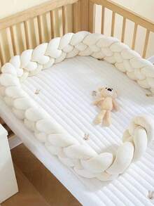 1 件编织婴儿床围垫儿童房装饰，新生儿床护栏，柔软婴儿床衬垫
