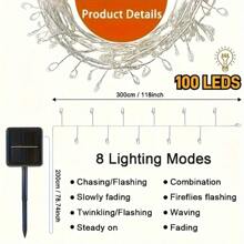 Solar Powered Fireworks Lights, 100/200 LED Copper Wire Lights, 8 Modes, Suitable For Yard, Garden, Camping Decoration, Applicable For Holiday, Party Decoration (Multi-Color)