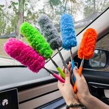 1pc Flexible Ostrich Feather Duster Cleaner, Stainless Steel Adjustable Bendable Household Duster, Cleaning For Fan, Ceiling, Cabinet, Desk, Sofa, Bed And Various Furniture Crevices, Lightweight Dusting Brush, Suitable For Daily Use