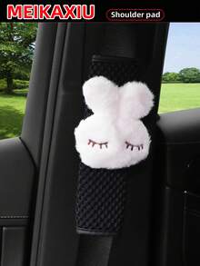 MEIKAXIU 1pc Cute Panda Rabbit Bear Design Breathable Massage Mesh Car Shoulder Seat Belt Cover, Women - one-size - View 2