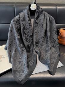 1 pièce écharpe carrée élégante à imprimé floral métallique brillante, foulard de tête pour femmes, châle pour toutes les occasions