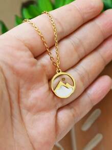 1pc Mustard Seed Pendant Necklace; Mountain Peak Mustard Seed Faith Encouragement Wishing Beads Necklace Gift For Her