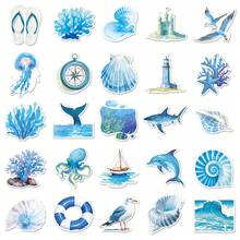 50入海洋主題禮品海灘裝飾藍色貼紙 海洋裝飾貼紙 海豚貼紙 返校季貼紙 防水乙烯貼紙 唯美筆電貼紙組 滑板貼紙 水壺貼紙 筆記本貼紙 - 彩色 - 查看 5
