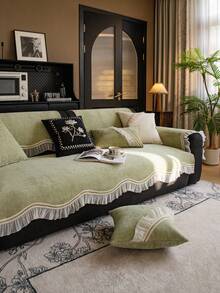 1pc Fashionable Asymmetrical Chenille Sofa Seat Cushion, Luxury Minimalist Sofa Cover, Anti-Slip Anti-Dust Anti-Scratch, Protect The Sofa, Decorate The Sofa, Suitable For Living Room, Bedroom, Study, Office, Car, All Seasons - Green - View 3