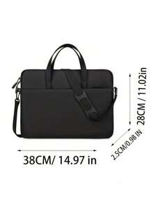 1pc Embroidery Customization Solid Color Simple And Lightweight Portable Laptop Bag, Portable Business Trip Waterproof Computer Protective Case, Zippered Office Computer Bag That Can Be Worn Cross-Body, 14 Inch Laptop Handbag Minimalist Double Handle Laptop Bag Laptop Sleeve Computer Bag For School Student Black Bag
