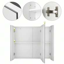 Medicine Cabinet With Mirror For Bathroom, 3 Door Wall Mounted Storage Mirror Cabinet With Adjustable Shelves White - Default - View 5