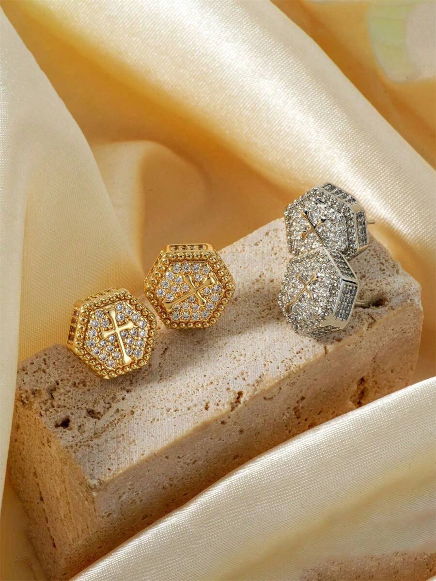 1 Pair Fashion Cubic Zirconia Cross Drop Earrings For Women For Wedding Engagement Anniversary Party Jewelry Valentine's Day Gift,Mom,Mother,Mother's Day,Gift