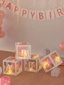 带字母的婴儿礼盒，适用于婴儿洗澡，婴儿洗澡派对装饰品，适合男孩或女孩，1 个字母盒/婴儿字母透明气球盒透明积木，适用于生日派对、新娘送礼会、性别揭示（白色）婴儿洗澡家庭装饰礼物 25 厘米/30 厘米（不包括气球） - 白色 - 查看 12