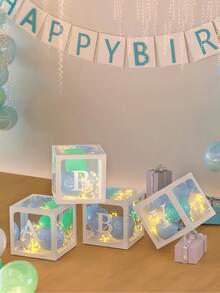 带字母的婴儿礼盒，适用于婴儿洗澡，婴儿洗澡派对装饰品，适合男孩或女孩，1 个字母盒/婴儿字母透明气球盒透明积木，适用于生日派对、新娘送礼会、性别揭示（白色）婴儿洗澡家庭装饰礼物 25 厘米/30 厘米（不包括气球） - 白色 - 查看 11