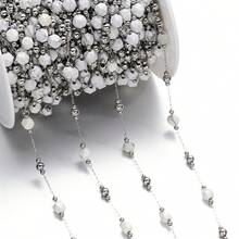 1meter Stainless Steel Chain With Stone Beads Charms Chain DIY Bracelet Necklace For Jewelry Making Supplies - Chain - View 19