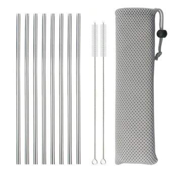 不锈钢吸管套装 饮料 咖啡 奶茶 酒吧吸管 直吸管 学校用品