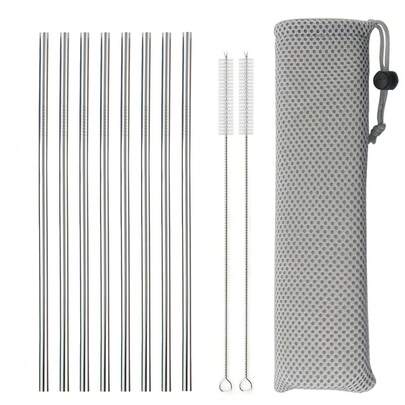 ชุดหลอดดื่มสแตนเลส สำหรับเครื่องดื่ม กาแฟ น้ำชานม บาร์ แบบตรง อุปกรณ์โรงเรียน