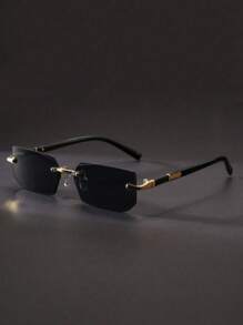 1 pièce Lunettes de mode sans monture noires avec petit cadre, idéales pour l'été, la plage, les vacances, l'extérieur et les voyages