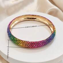 Juego de 3 pulseras brazalete de metal geométricas redondas con incrustaciones de rhinestone de moda y lujo, joyería de alta gama para mujer para fiesta